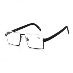 Support demi-monture pour lunettes de lecture en résine légère et durable, portable, noir, non anti-lumière bleue