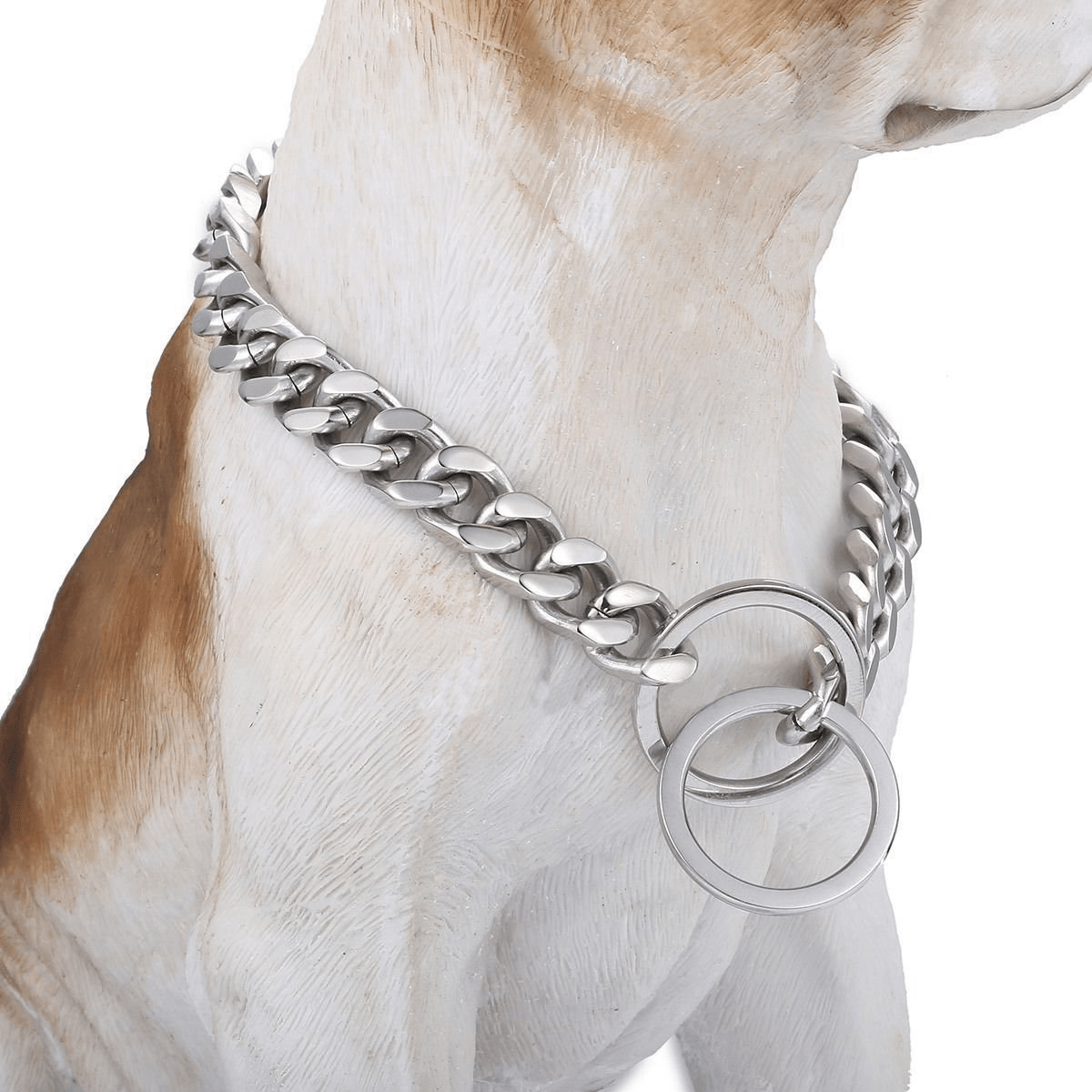 Collier pour chien en acier inoxydable à maillons cubains en argent coupé de 13 mm