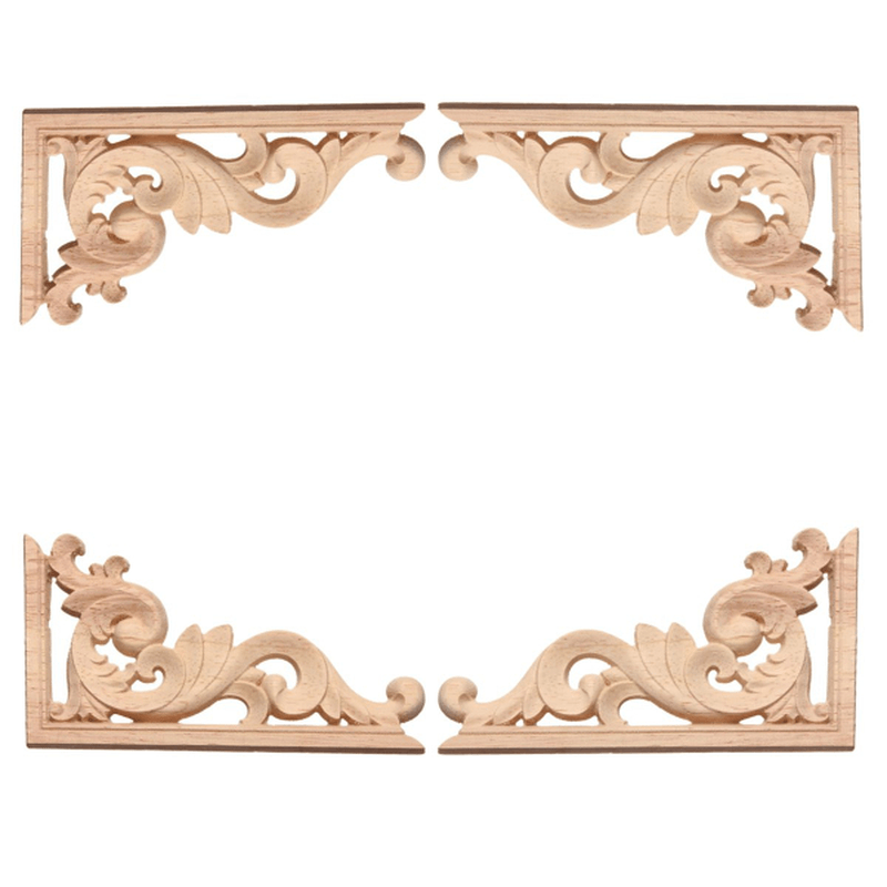 13*7CM Autocollant de sculpture sur bois Applique d'angle Cadre pour décoration de porte d'armoire murale