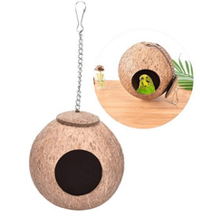 Bird Nest Natural Coconut Shell Bird Nest Parakeet House Hut Parrot Cage Pet Toys Feeder Feeding Cages