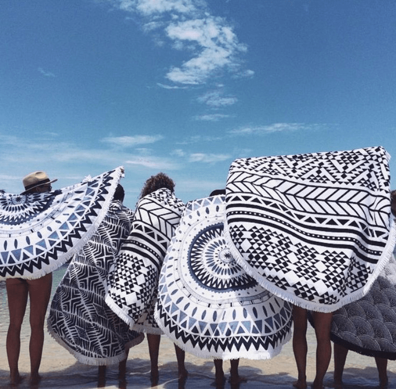 Toalla de playa tejida con borlas redondas de algodón puro de 150 cm, toalla tipo farol para el hogar