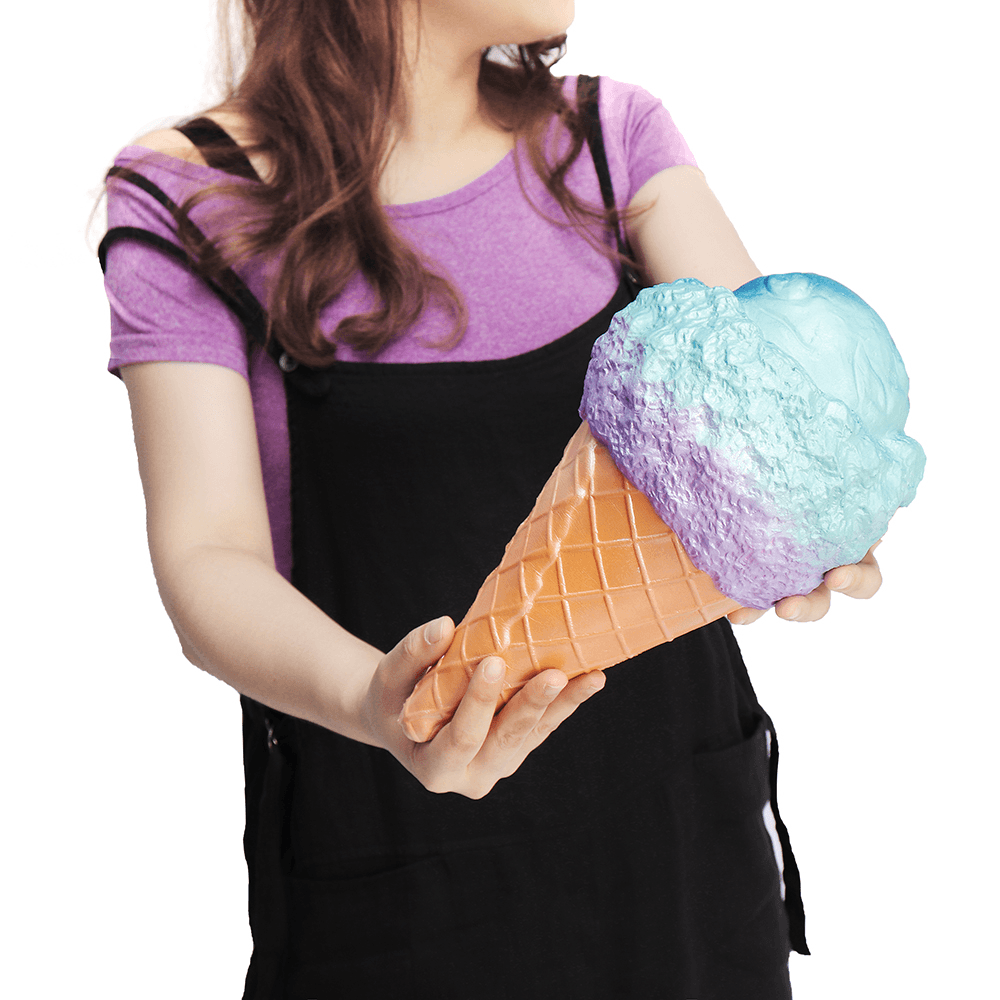 Cono de helado gigante blando de 30 x 16 cm, enorme fruta que se levanta lentamente con embalaje, juguete de peluche gigante