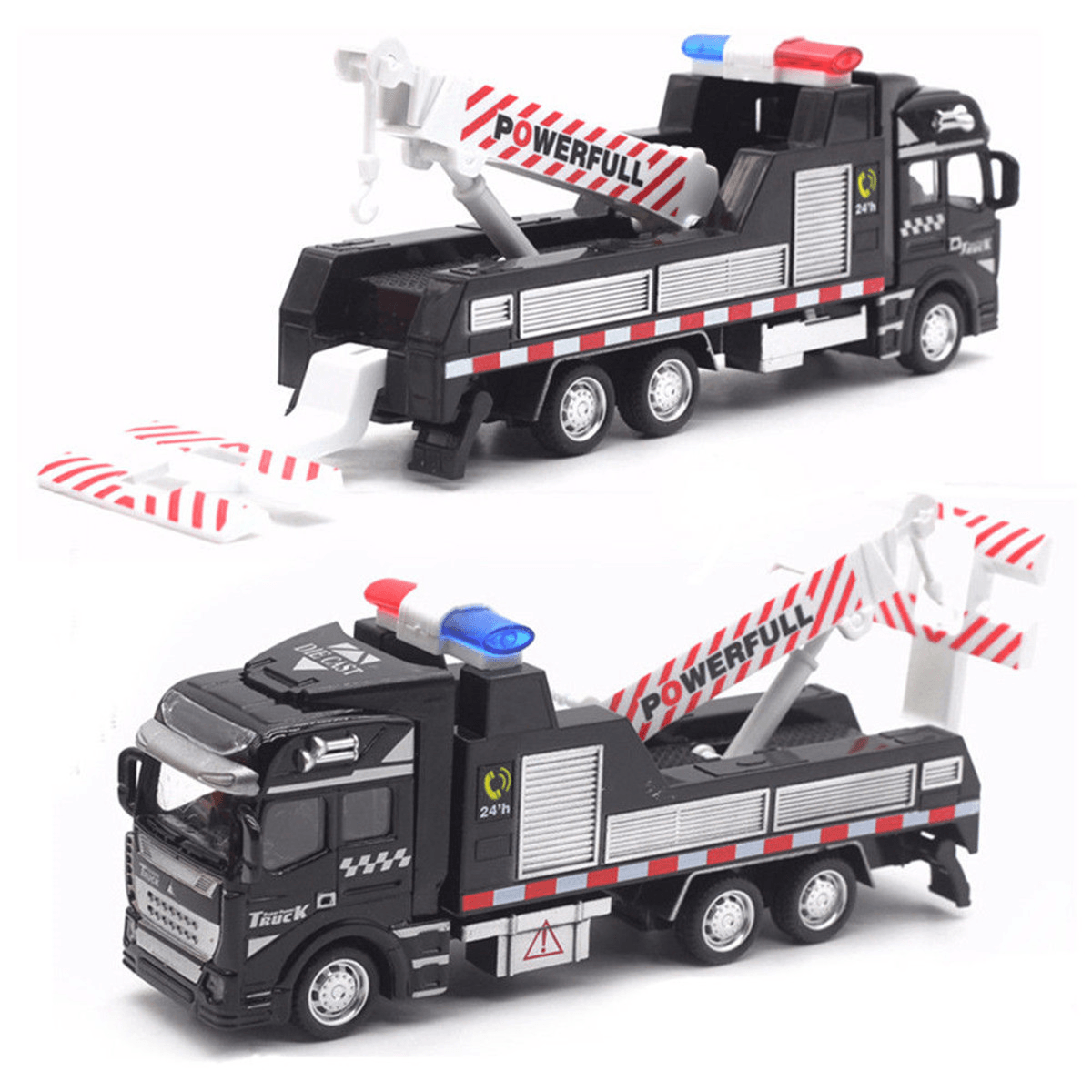 Modelo de coche de aleación a escala 1:48, juguete para niños, mini camión de remolque policial de rescate, regalo de cumpleaños