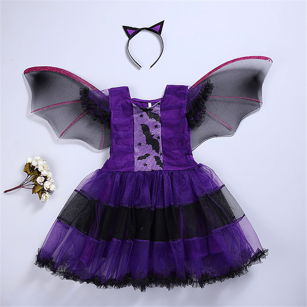 Costumes d'Halloween style chauve-souris violet enfants Cosplay costumes de dessin animé sorcières jeu de rôle