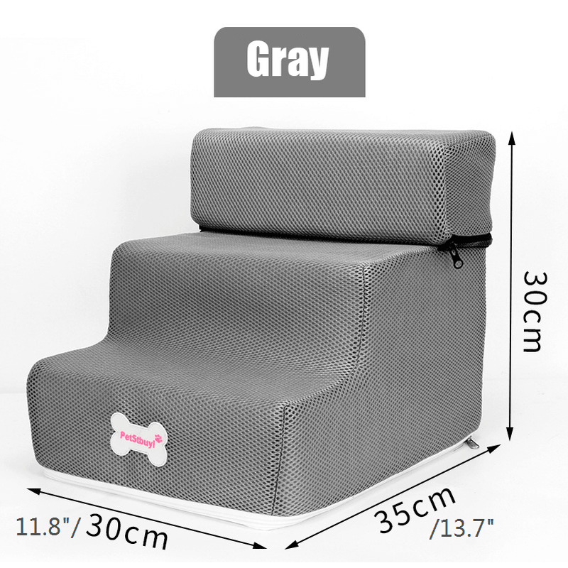 Escalier pour chien 30 x 35 x 30 cm en 3 étapes pour lit surélevé et échelle pour chat avec dessus amovible