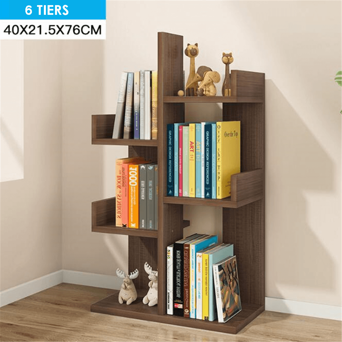 Bibliothèque créative multicouche simple en bois pour livres, magazines, étagère de rangement pour la maison, le bureau, le dortoir