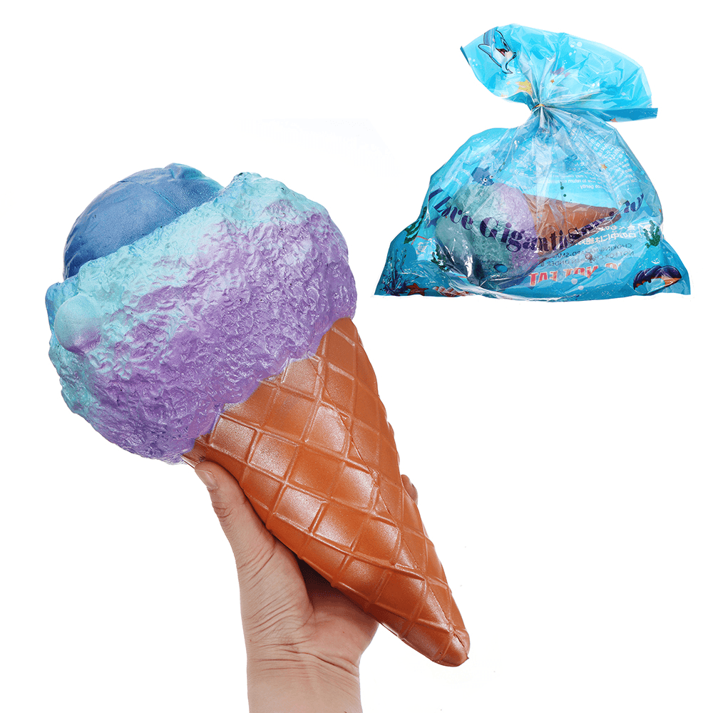 Cono de helado gigante blando de 30 x 16 cm, enorme fruta que se levanta lentamente con embalaje, juguete de peluche gigante