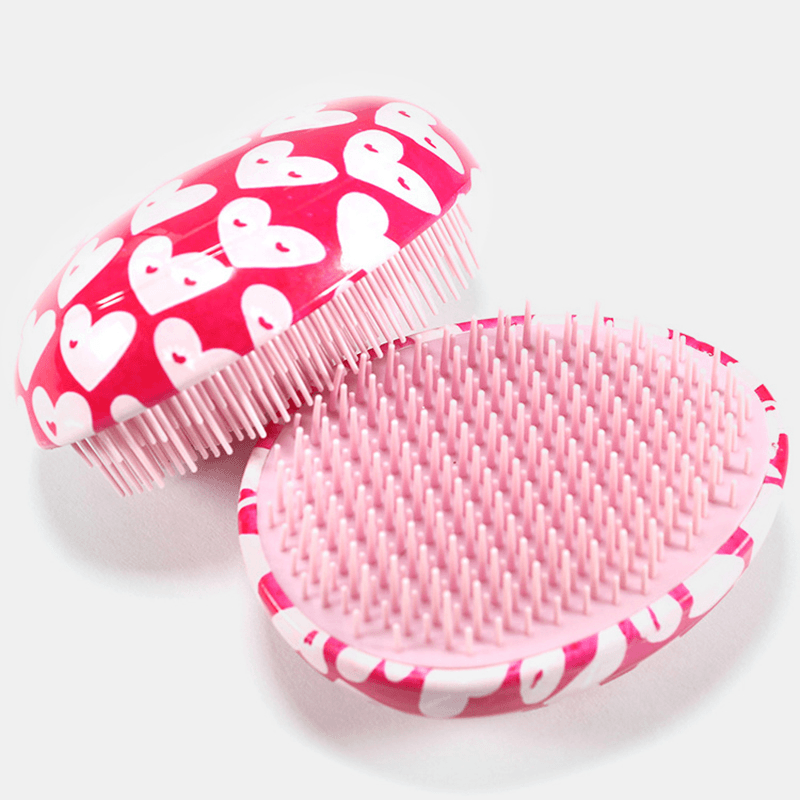 ABS Hair Brush Comb Pink Egg round Shape Soft Styling Tools Heart Anti-Static Hair Brushes Detangling Comb Salon Hair Care Comb