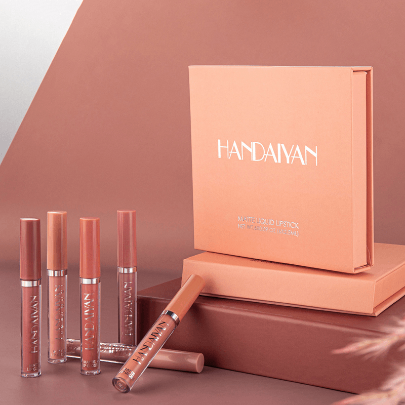 HANDAIYAN 6 Couleurs/Boîte Kit de Rouge à Lèvres Liquide Mat Ensemble de Maquillage pour Femmes Rouge à Lèvres Mat Lèvres Beauté Maquillage Cosmétiques Teinte Brillant à Lèvres Imperméable