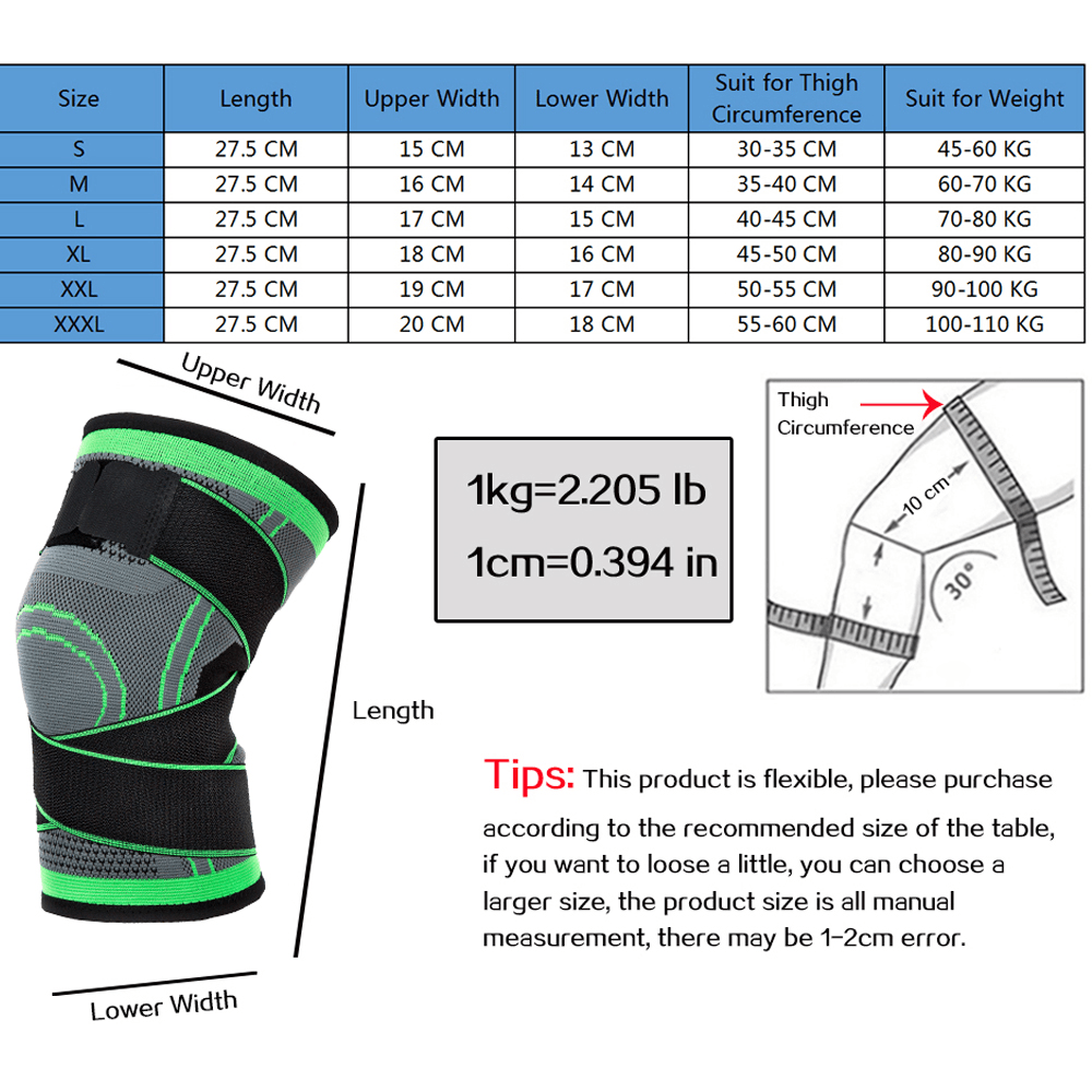 1 paire de genouillères de sport pour hommes, genouillères élastiques pressurisées, support de fitness, basket-ball, volley-ball, bandage protecteur