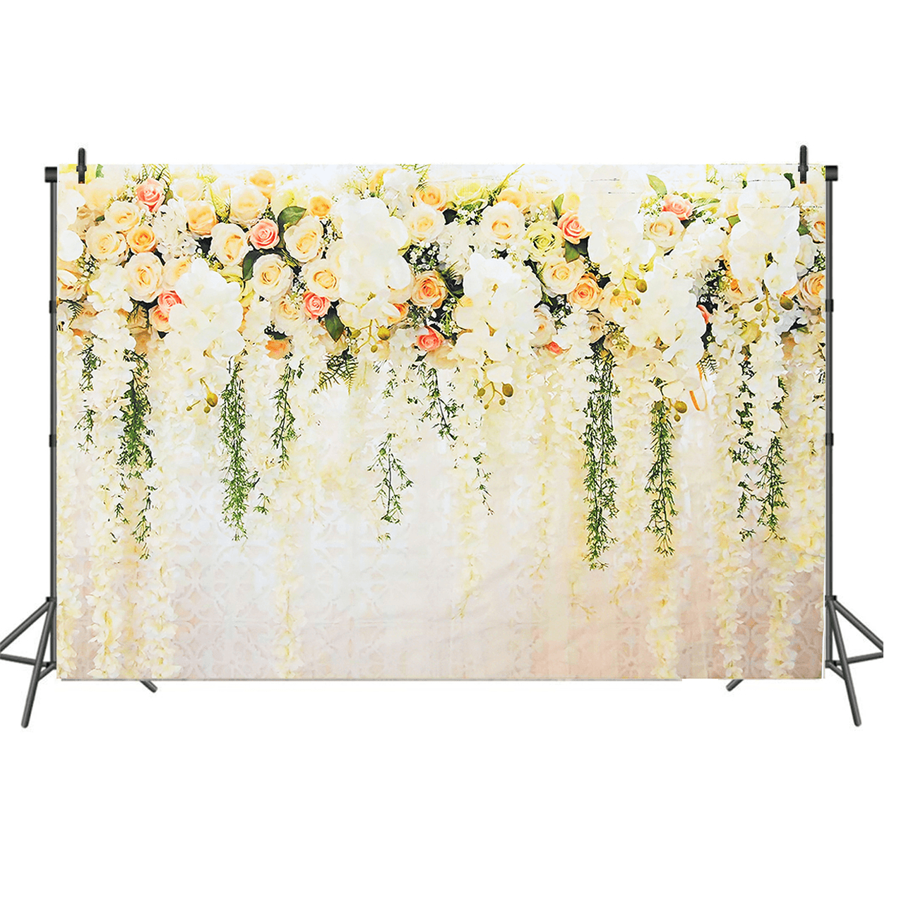 Toile de fond florale pour mariage, 210 x 150 cm, décoration murale avec roses