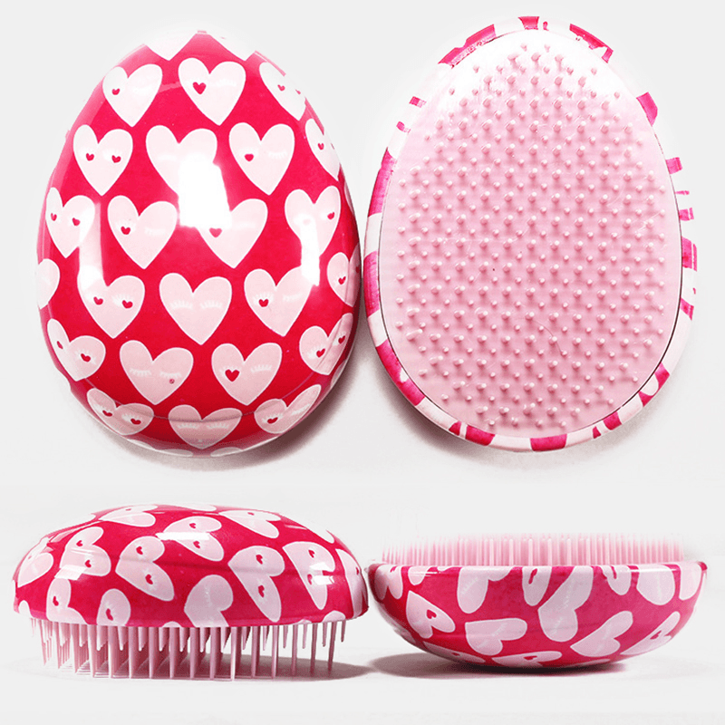 ABS Hair Brush Comb Pink Egg round Shape Soft Styling Tools Heart Anti-Static Hair Brushes Detangling Comb Salon Hair Care Comb