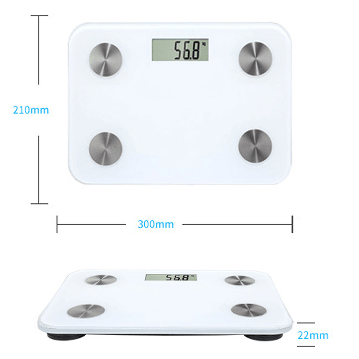 Balance de graisse corporelle Floor Scientific Balance de poids numérique électronique intelligente à LED Prise en charge de l'application Bluetooth Android ou IOS