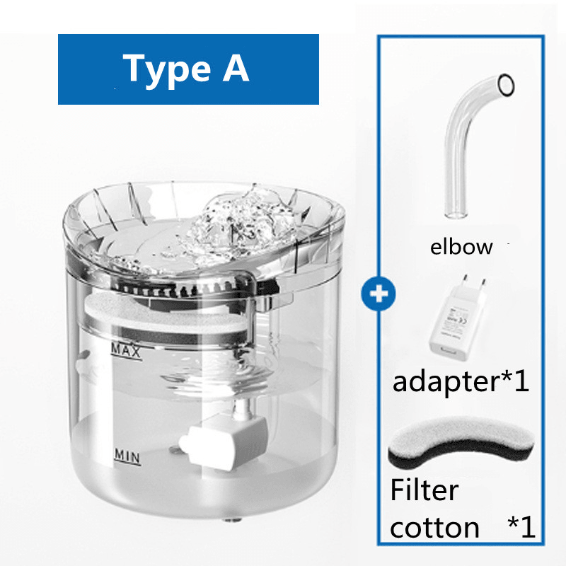 Distributeur d'eau pour animaux de compagnie de 1,8 L avec filtre à circulation automatique