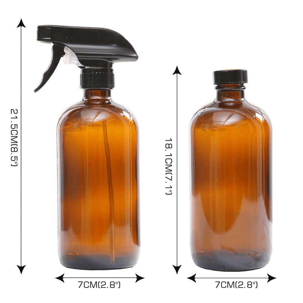 Bouteilles rechargeables en verre ambré de 500 ml avec pulvérisateur d'eau