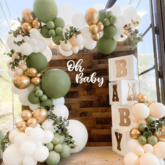 Guirlande de ballons verts et dorés pour fête, anniversaire, mariage