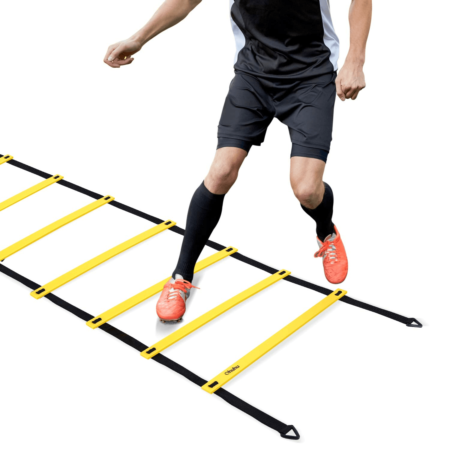 Escalera de entrenamiento de velocidad y agilidad de 12 peldaños para ejercicios de trabajo de pies y fitness en fútbol, ​​6 m