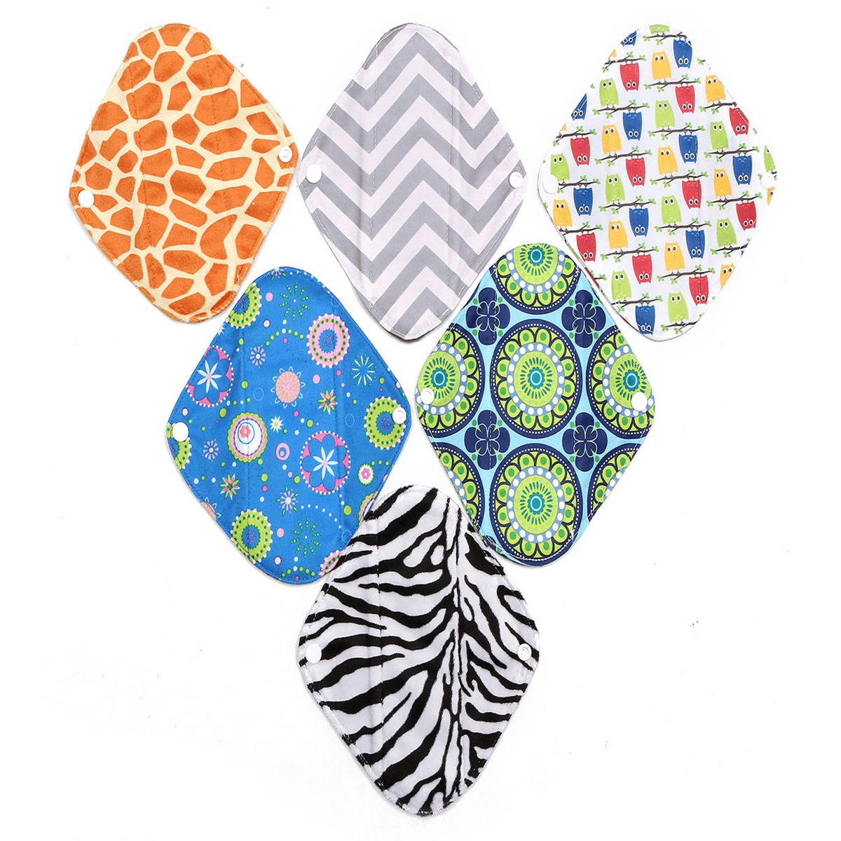 6Pcs 12'' Reusable Charcoal Bamboo Cloth Menstrual Sanitary Pads Panty Liner Maternity Mama Pads