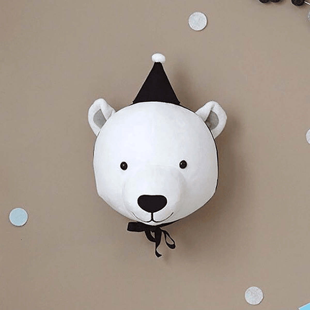 Têtes d'animaux en peluche 3D, éléphant, ours, cerf, décoration murale pour enfants, jouet en peluche pour Noël, anniversaire