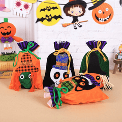 Bolsa de regalo de terciopelo para envolver dulces de chocolate para niños de Halloween