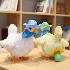 Gallina ponedora eléctrica, divertido juguete de peluche, muñeco de peluche para regalo de niños