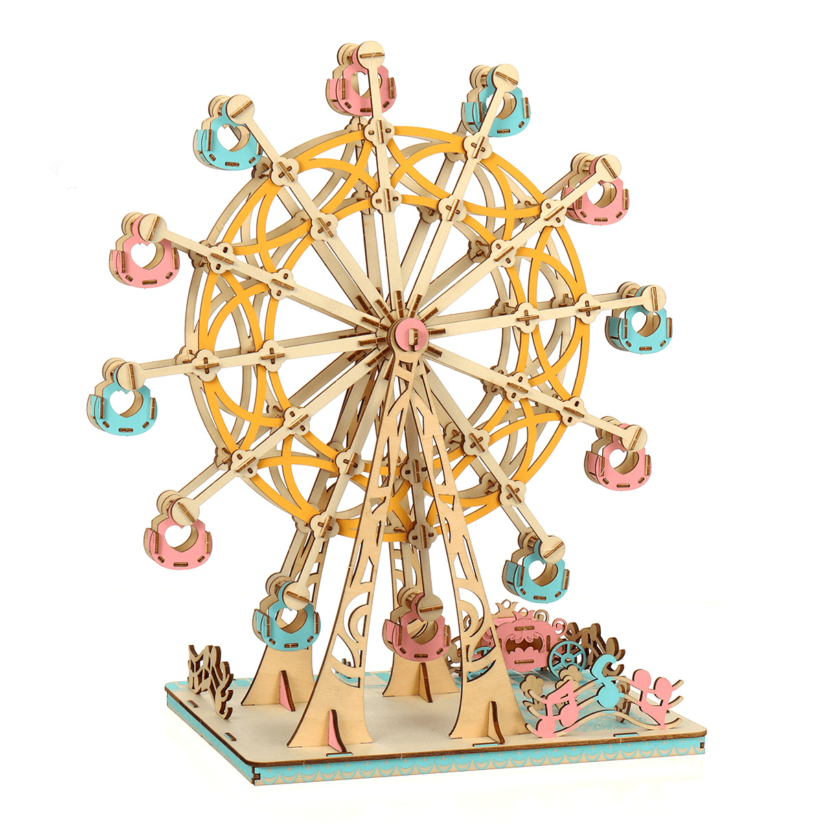 295PCS 3D Wooden Laser Cutting Dream Ferris Wheel Three-Dimensional DIY Educational Jigsaw Puzzle Toy