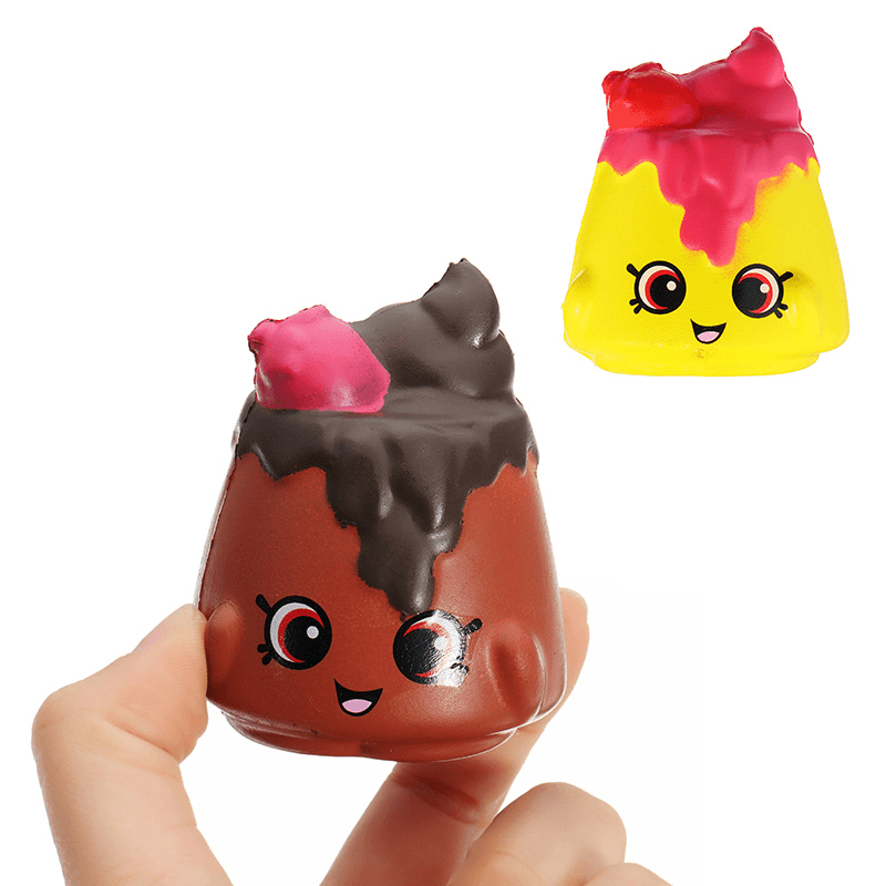 2Pcs Chocolate Pudding Squishy 6.5*3.5Cm Slow Rising Soft Collection Gift Decor Toy