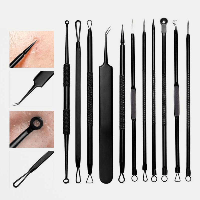 11 Pcs Acne Remover Tool Set Stainless Steel Double-Head Acne Needles Remove Acne Fat Particles Tool