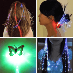 Lot de 12 barrettes à cheveux fantaisie à LED brillantes en fibre LED pour tresses, bandeau lumineux, décoration