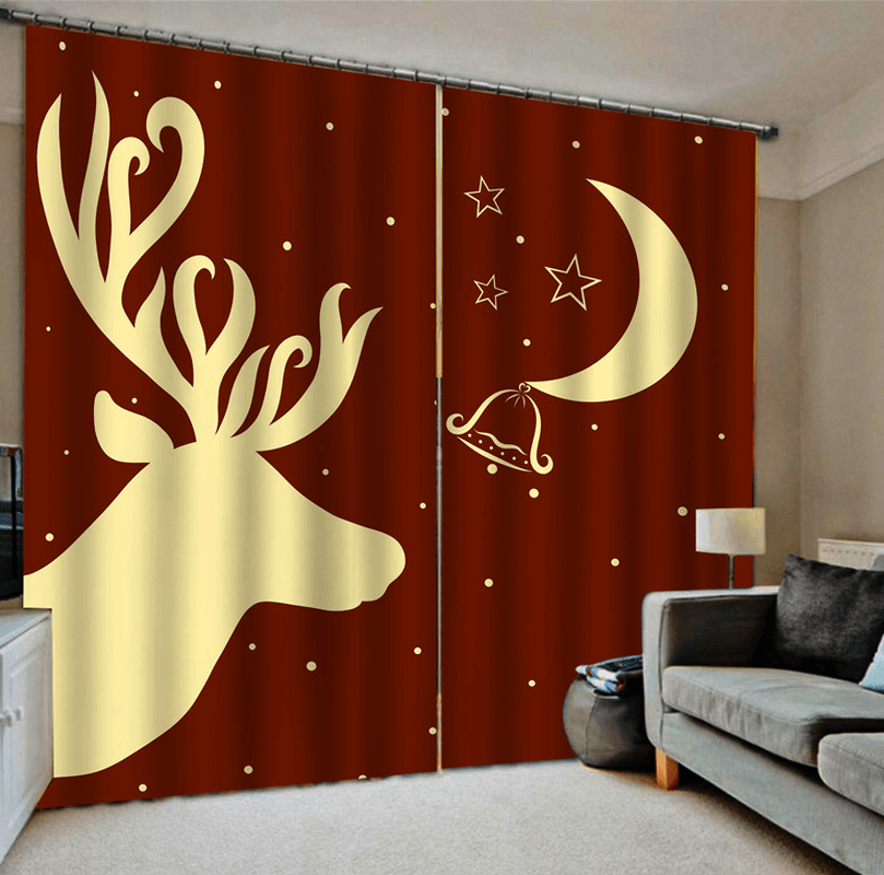 Rideaux occultants imprimés de Noël 132 x 160 cm pour décoration de Noël du salon