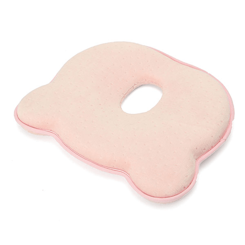 Almohada correctora para cabeza y vértebra cervical de algodón viscoelástico para recién nacidos, 22 x 26 x 3,5 cm, color azul y rosa