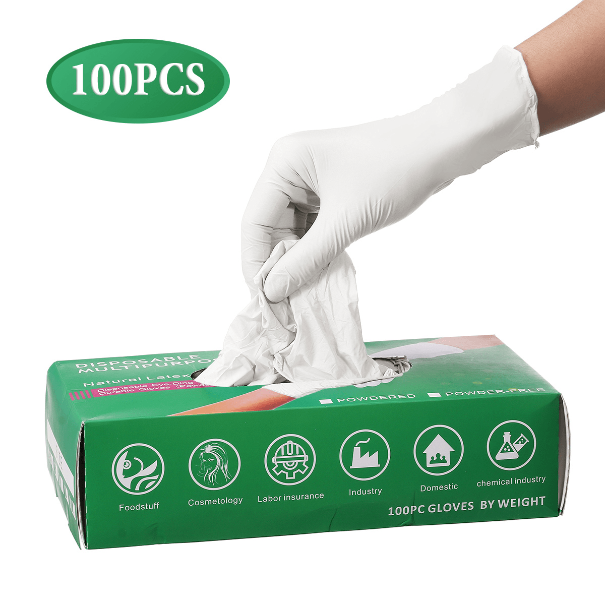 Lot de 100 gants blancs en nitrile pour la vaisselle, la cuisine, la beauté, anti-épidémie, pour gaucher et droitier