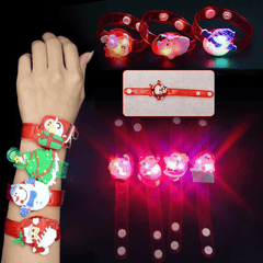 Pulsera luminosa con luz LED para niños, regalo de Navidad, pulsera con flash de dibujos animados, juguetes de decoración