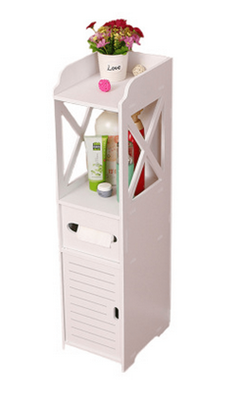 Armoire de rangement de salle de bain Armoire de rangement en plastique blanc Organisateur de serviettes en papier sur pied