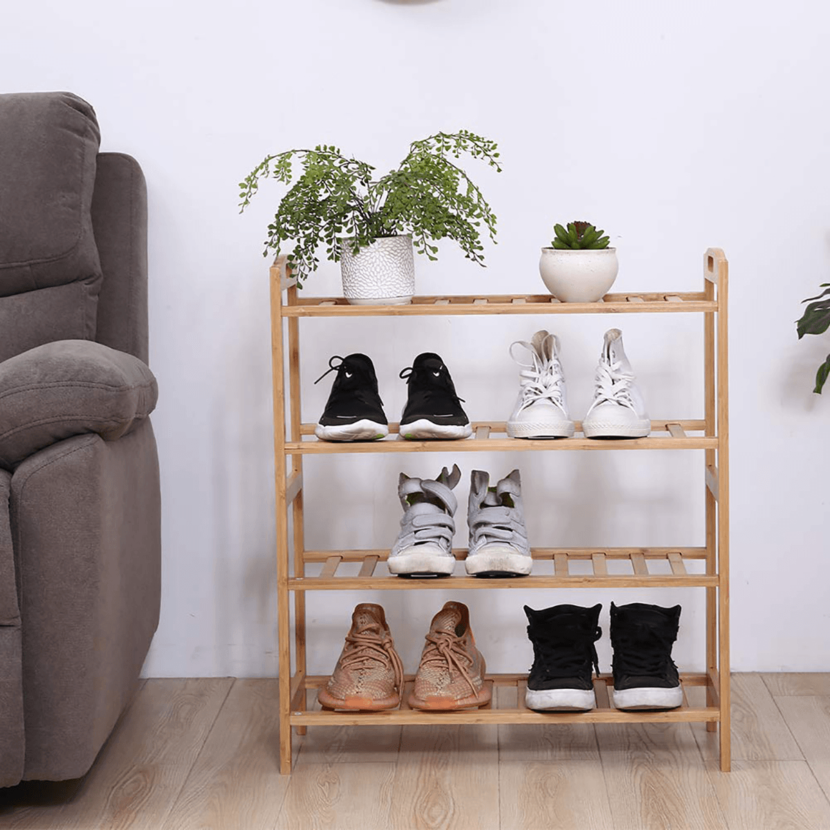 Étagère de rangement à chaussures à 2/3/4/5 niveaux, étagère en bois, organisateur pour la maison, bambou