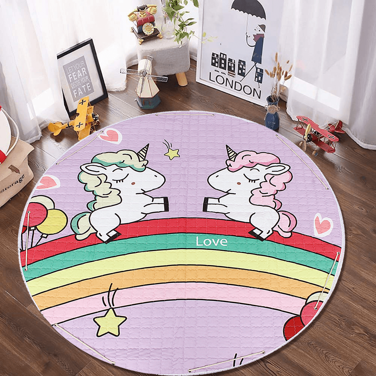 Tapis de jeu pour bébé de 1,45 m, couverture rampante, grand tapis de rangement pour la maison, tapis de sol pour marmotte, tapis rampant pour bébé