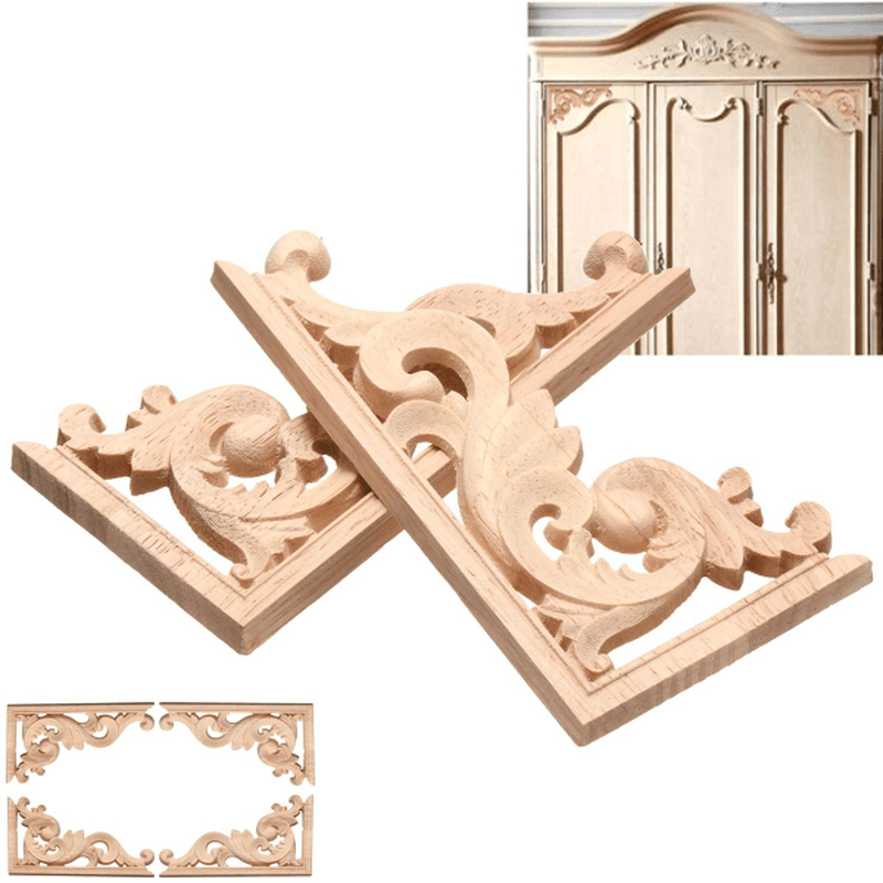 13*7CM Autocollant de sculpture sur bois Applique d'angle Cadre pour décoration de porte d'armoire murale