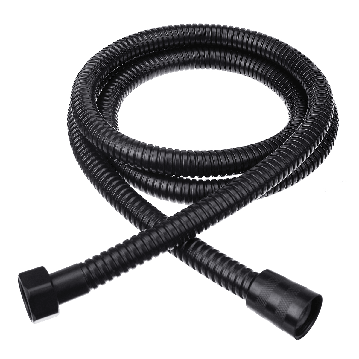 Tuyau de douche de salle de bain en acier inoxydable noir de 1,5 m, raccords de tuyau d'eau portatifs, tuyau de pomme de douche de remplacement, connexion G1/2 avec doubles boucles