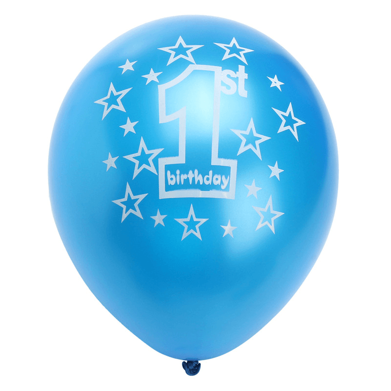 Lot de 10 ballons gonflables nacrés imprimés pour le 1er anniversaire d'un garçon bleu, décoration de Noël