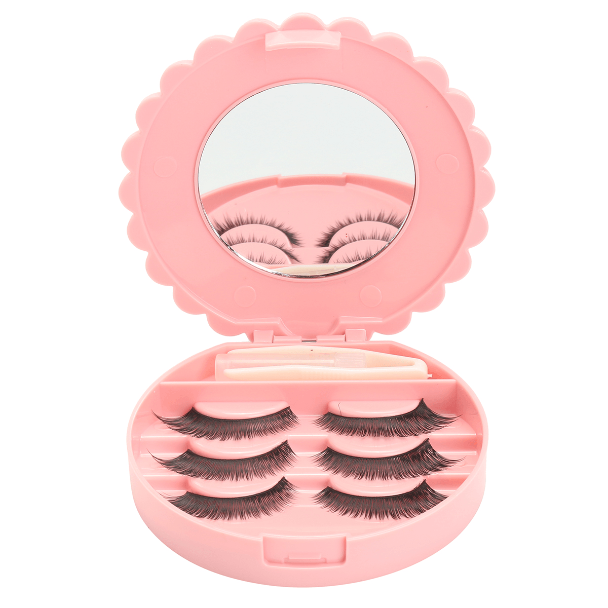 False Eyelash Set Fake Eyelashes Small Mirror Storage Box with Glue Tweezers