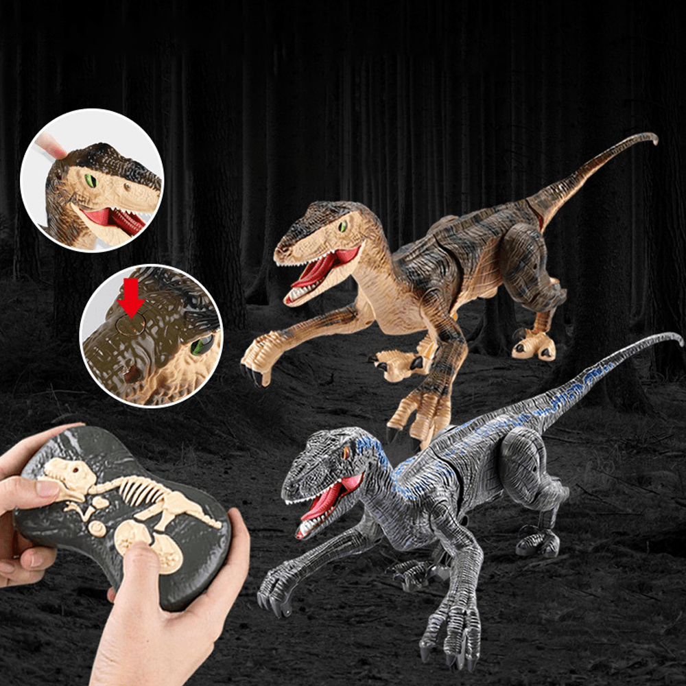 2.4G 5CH RC Raptors Velociraptor Dinosaure Électrique Marche Simulation Animal Télécommande Jurassic Dinobot Modèle avec Son et Lumières Jouet pour Enfants Cadeau