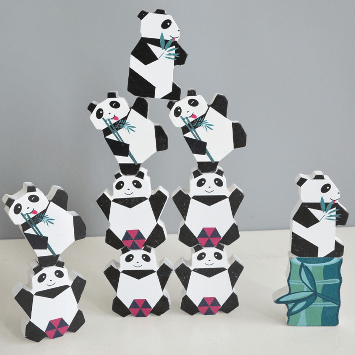 11/13 Pcs Creative Panda Dinosaur Wooden Stacking Game Building Blocks Early Educational Toy for Kids Gift