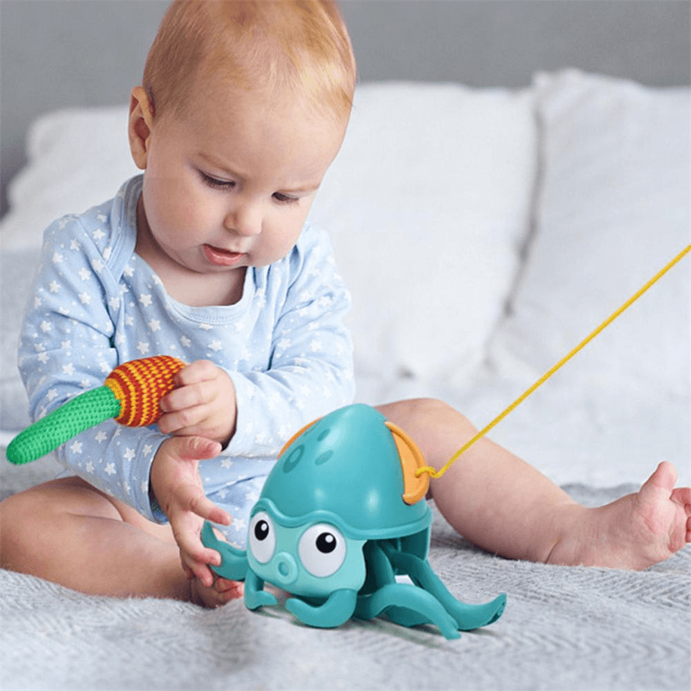 Pulpo anfibio que arrastra y juega con la cadena Juguetes de baño para el agua Cangrejos bebés que hacen juego Juguetes de baño con mecanismo de relojería Pulpo que camina