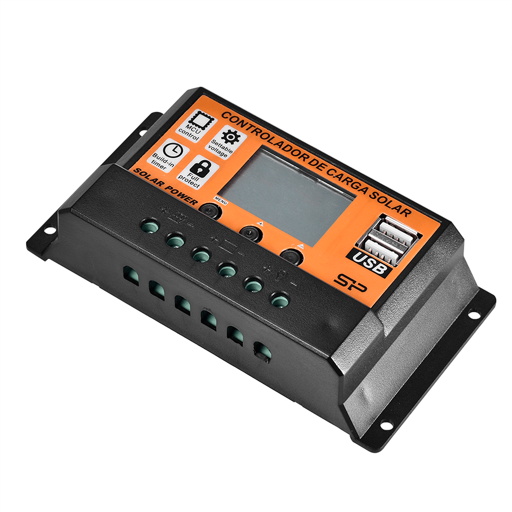 Contrôleur de chargeur solaire MPPT 12 V/24 V Régulateur de batterie de panneau solaire Contrôleur avec double écran LCD USB