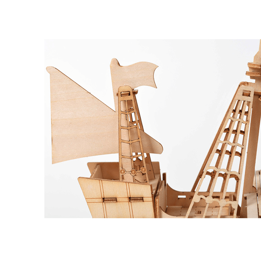 DIY 3D Wooden Handmade Assemble Three-Dimensional Marine Sailing Ship Model Building Toy