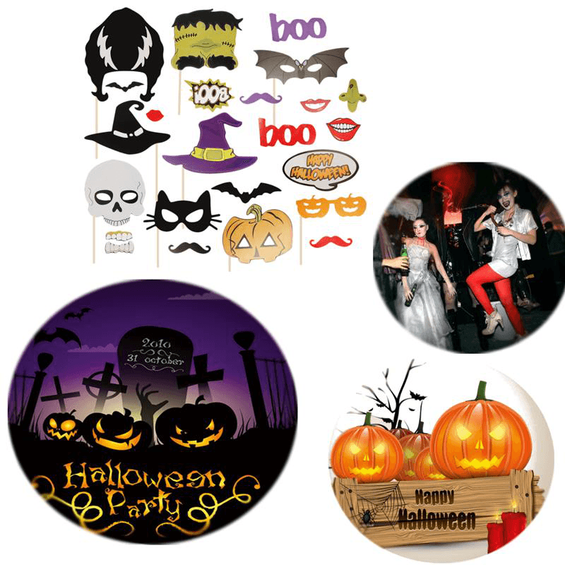 Lot de 24 accessoires photo d'Halloween BOO Pumpkin Essence Horror Skull Décoration de chambre