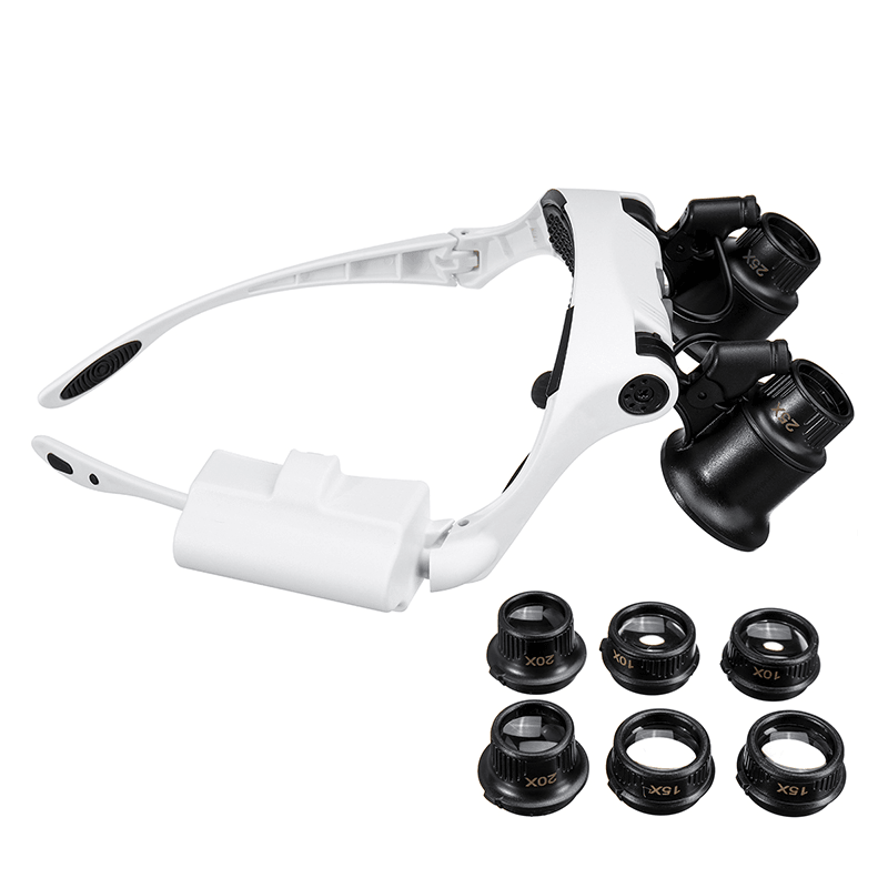 10X 15X 20X 25X LED Magnifying Glasses Jewelry Loupe Magnifier Binocular Loupe Glasses with Light Enlargement Mirror