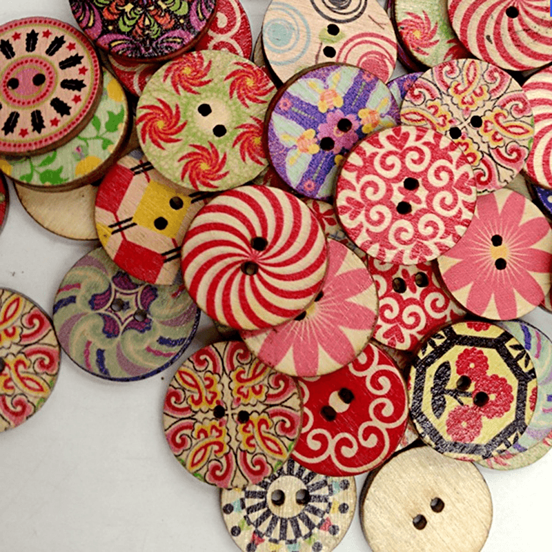 100Pcs Retro Wooden Sewing Buttons DIY Craft Bag Hat Clothes Decoration Sewing Button