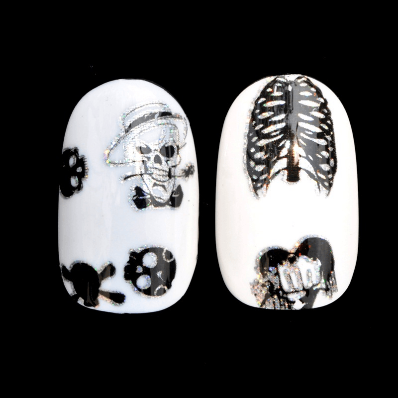 Autocollant pour ongles Dancingnail Motif tête de mort d'Halloween Style punk Zombie