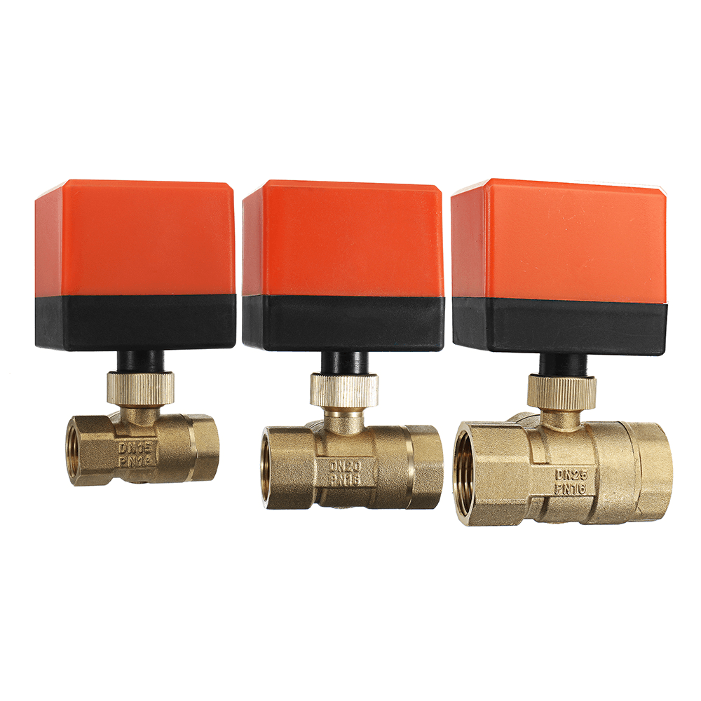 1/2" 3/4" 1" Motorized Electric Brass 3 Way Ball Valves Female 3 Wire AC 220V Full Port T Type Valve